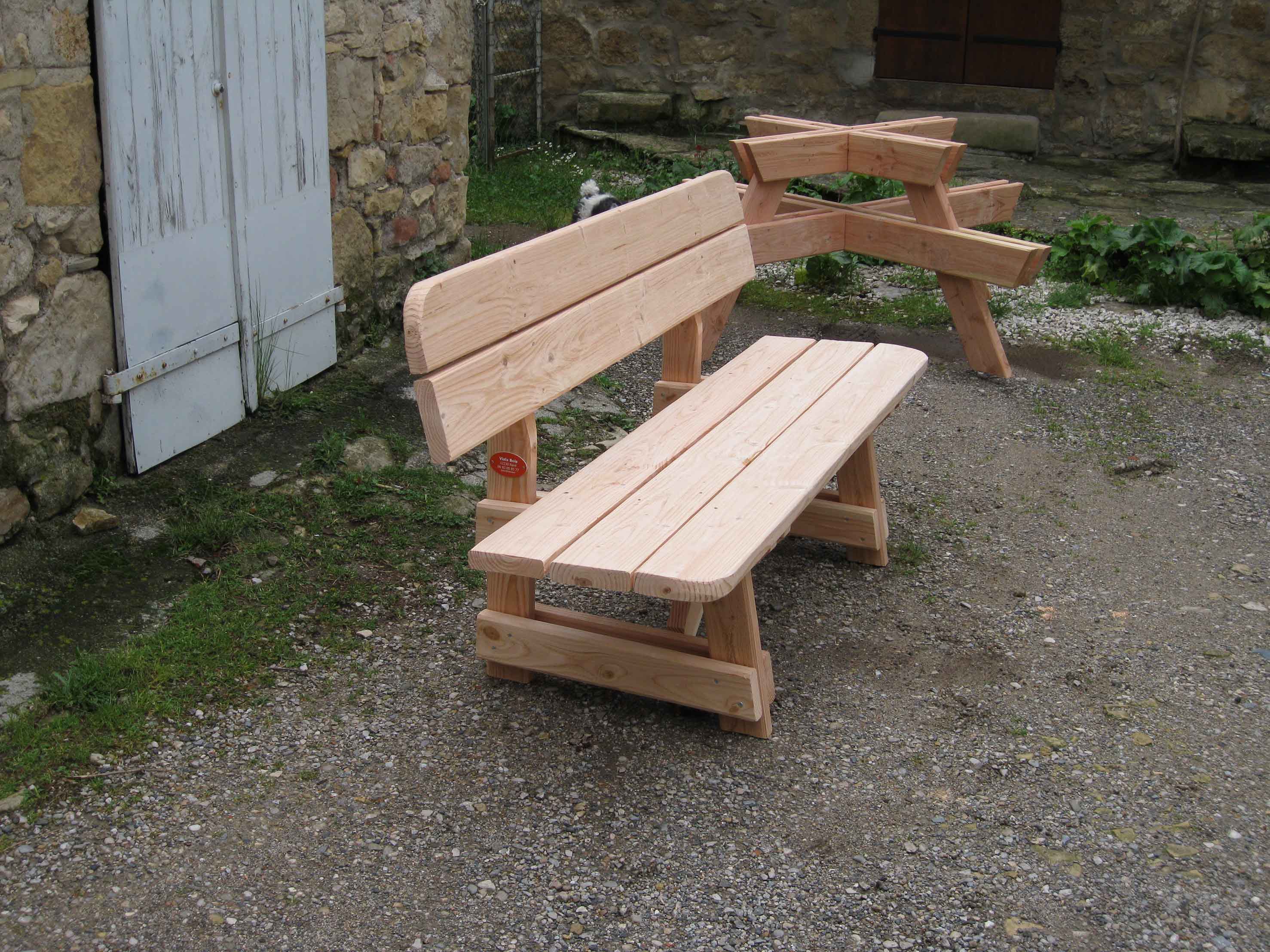 VIALA BOIS - Mobilier de jardin en bois - Bancs - Banc avec dossier de 1.50  mètre