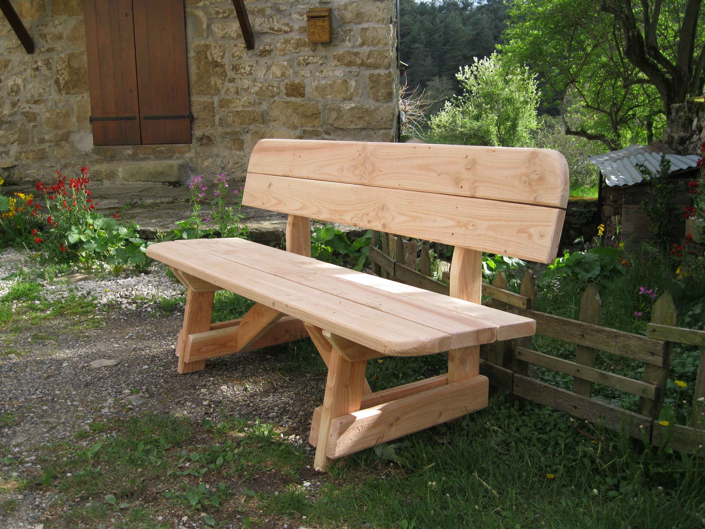 VIALA BOIS - Mobilier de jardin en bois - Bancs - Banc avec dossier de 1.70  mètre