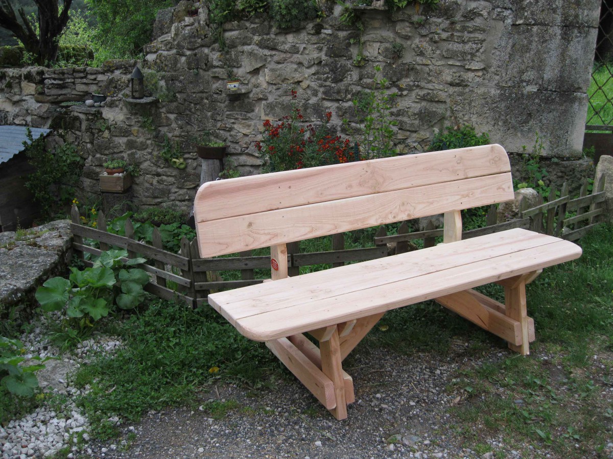 VIALA BOIS Mobilier de jardin en bois Bancs Banc avec dossier de